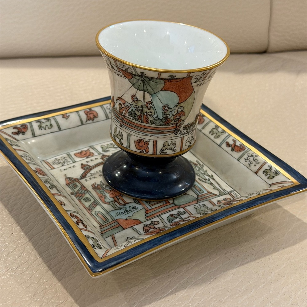 Antique Limoges Mathilde Fatima’s Tapisoeaie de Bayeux -Plate,Cup
